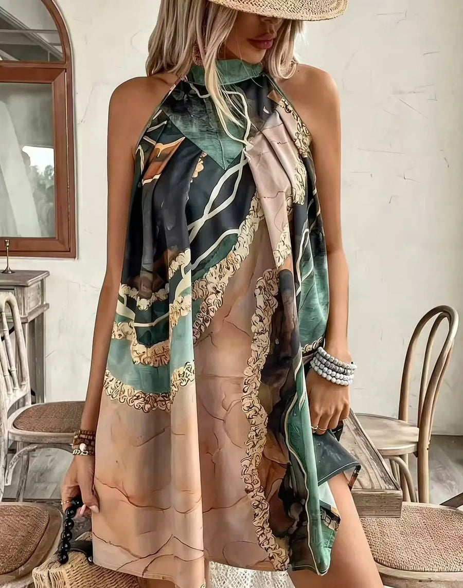 Paloma | Scarf-Print Halter Mini Dress - original supplier photo 1