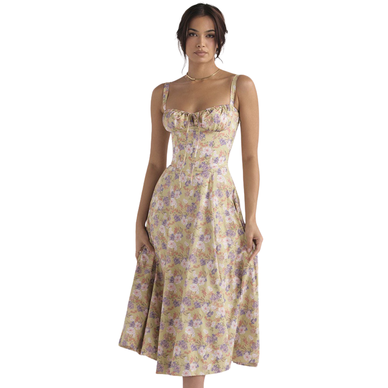 MATILDA™ – Elegant Ruched Corset Midi Dress