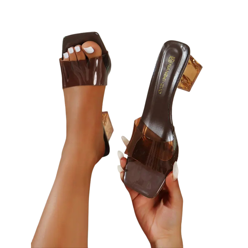 WINONA™ – Fashionable Transparent Square Toe High Heel Sandals