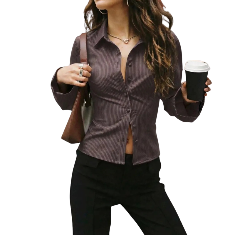 ADELAIDA™ – Classic Striped Long Sleeve Shirt