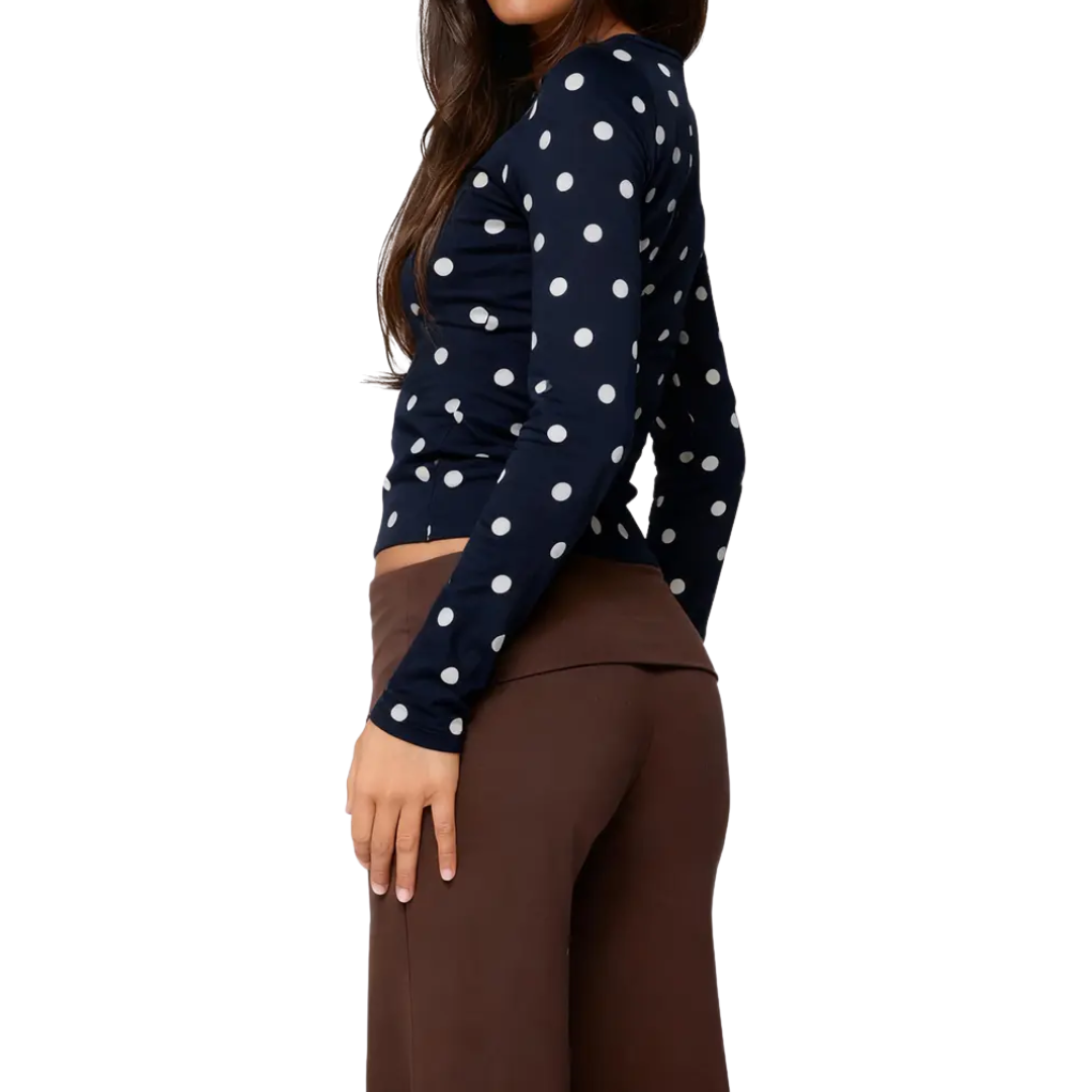 DOTTY™ – Polka Dot Slim Fit Long Sleeve Top