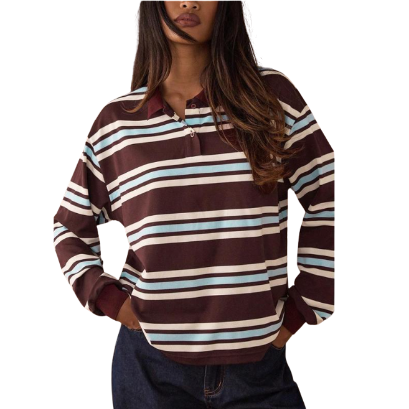 APRIL™ – Casual Colourblock Striped Long Sleeve Top