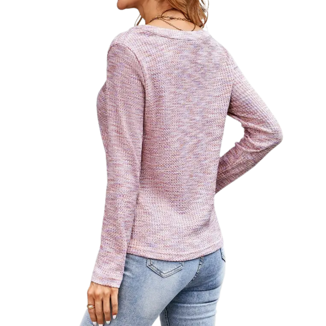 BRIALLEN™ – Cozy V-Neck Waffle Knit Top