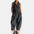 RYKER | Sleeveless Cargo Jumpsuit with Collar and Flap Pockets