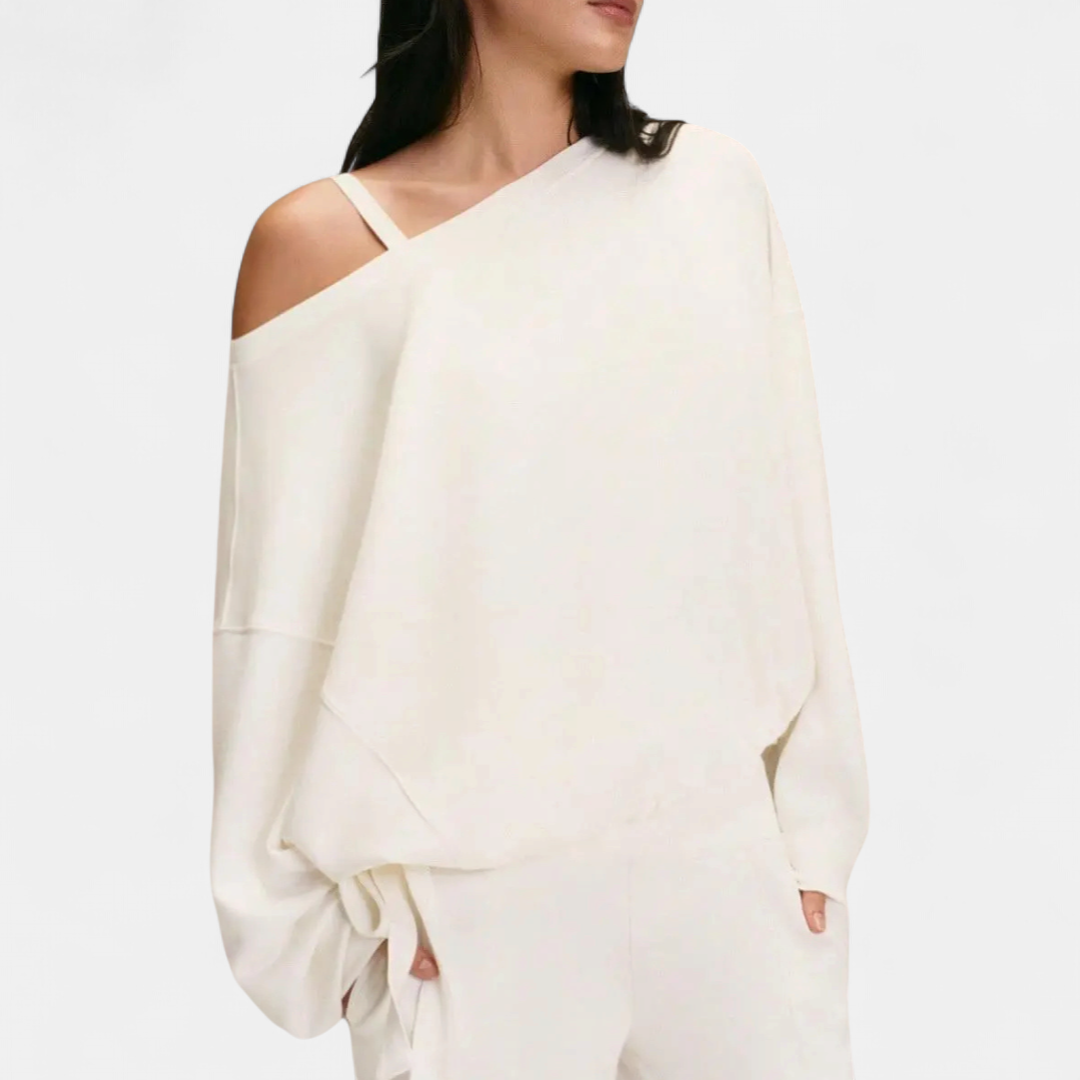 LEONIE™ – Soft Drawstring One-Shoulder Pullover Sweatshirt