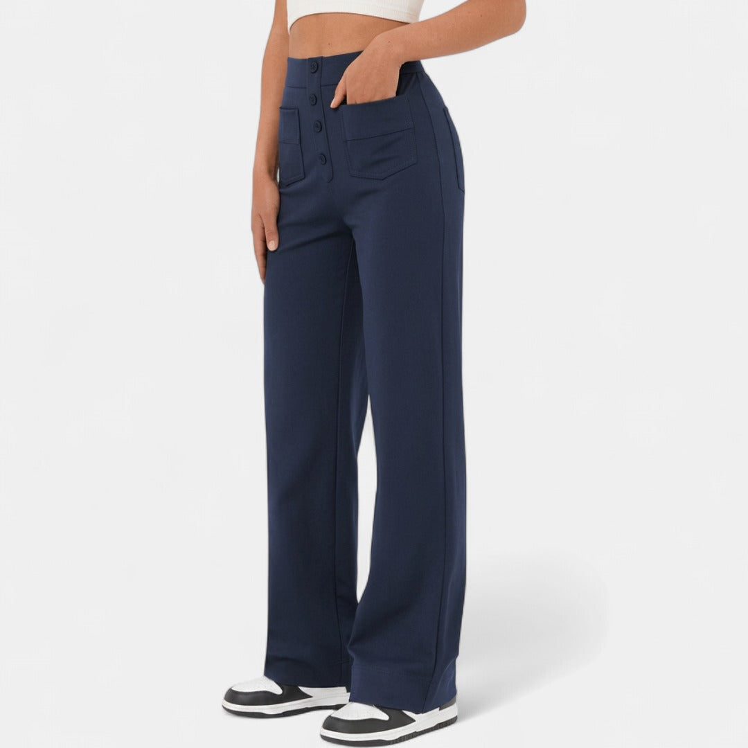 BRIXLEY™ – Relaxed High-Waist Straight-Leg Pants