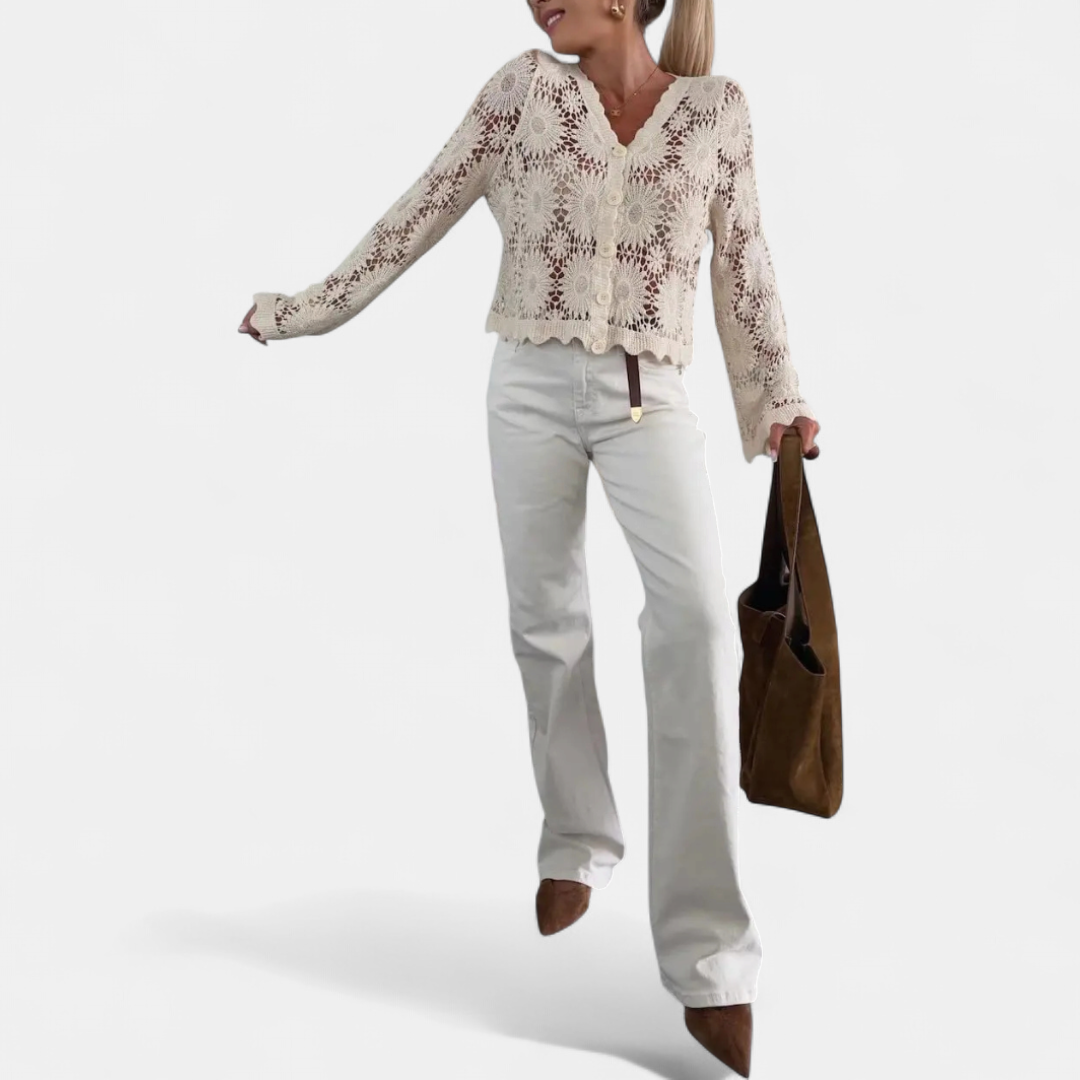 CALLA™ – Breezy Hollow-Knit Crochet Cover Up Blouse