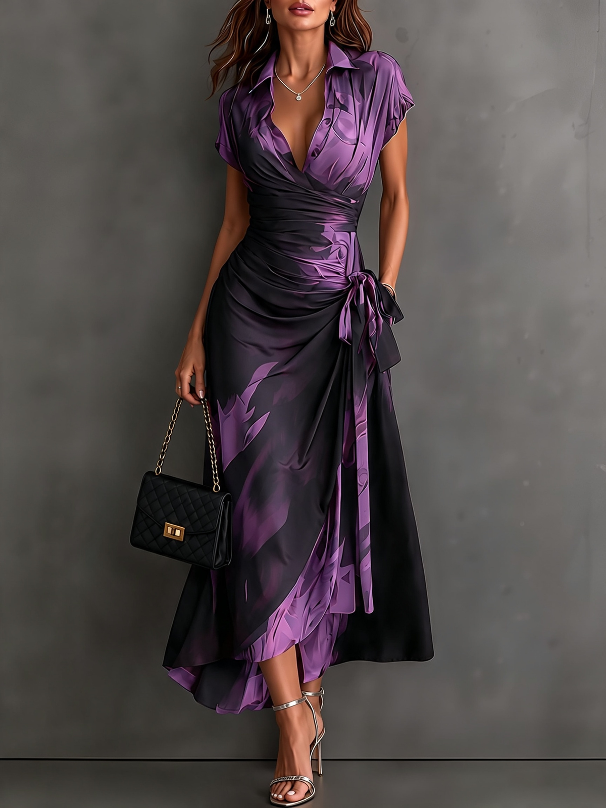 Marisol | Abstract Print Wrap Midi Dress