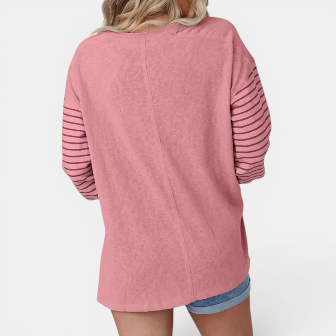 DEXLYN™ – Striped Color-Block Long Sleeve Top
