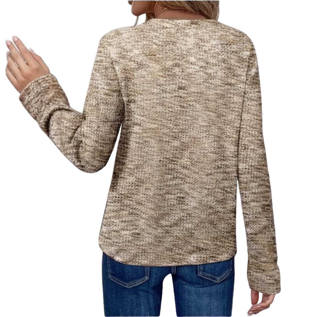 BRIALLEN™ – Cozy V-Neck Waffle Knit Top