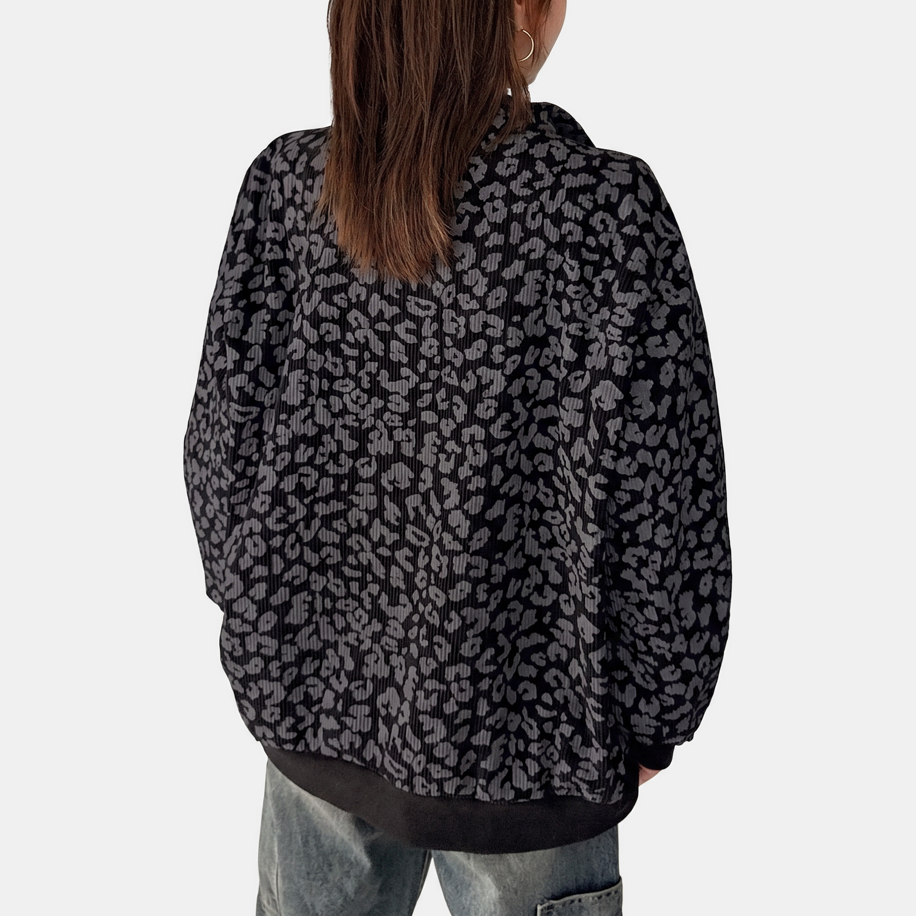 Women's Half Zip Oversized Drop Shoulder Sweatshirt