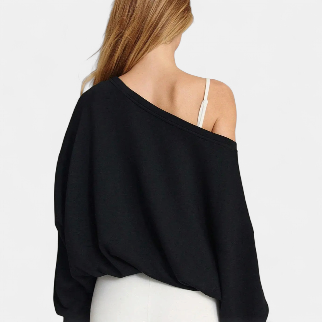 LEONIE™ – Soft Drawstring One-Shoulder Pullover Sweatshirt