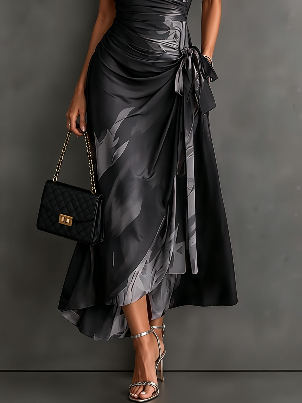 Marisol | Abstract Print Wrap Midi Dress