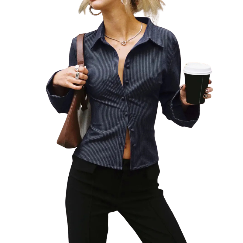 ADELAIDA™ – Classic Striped Long Sleeve Shirt