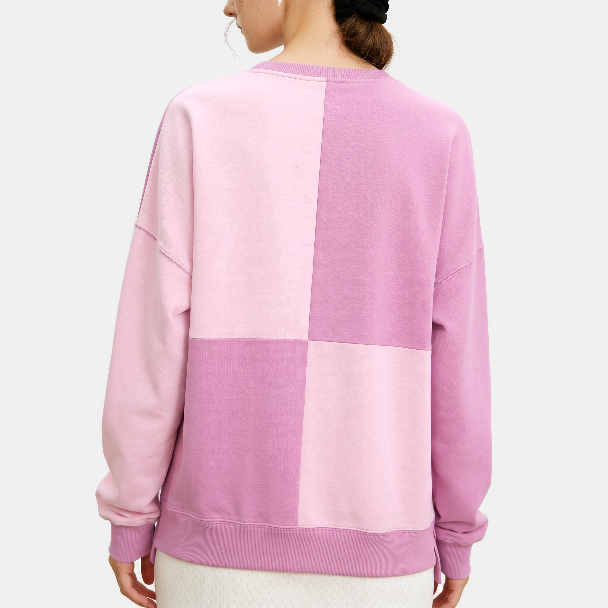 Women's Buckle Front Lapel Colorblock Longline Sweatshirt
