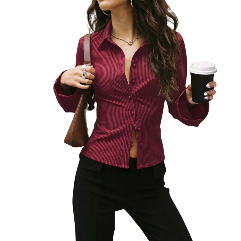 ADELAIDA™ – Classic Striped Long Sleeve Shirt