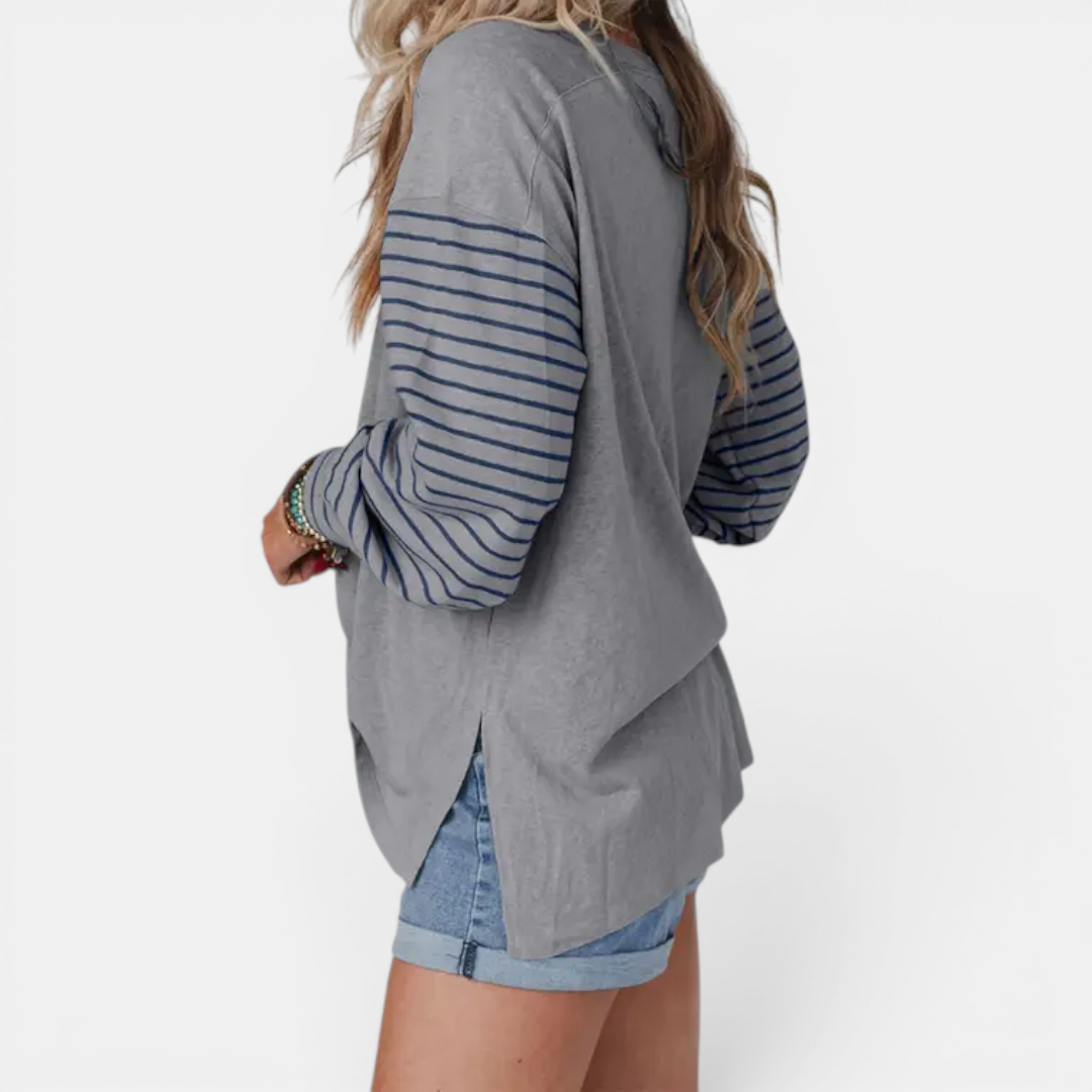 DEXLYN™ – Striped Color-Block Long Sleeve Top