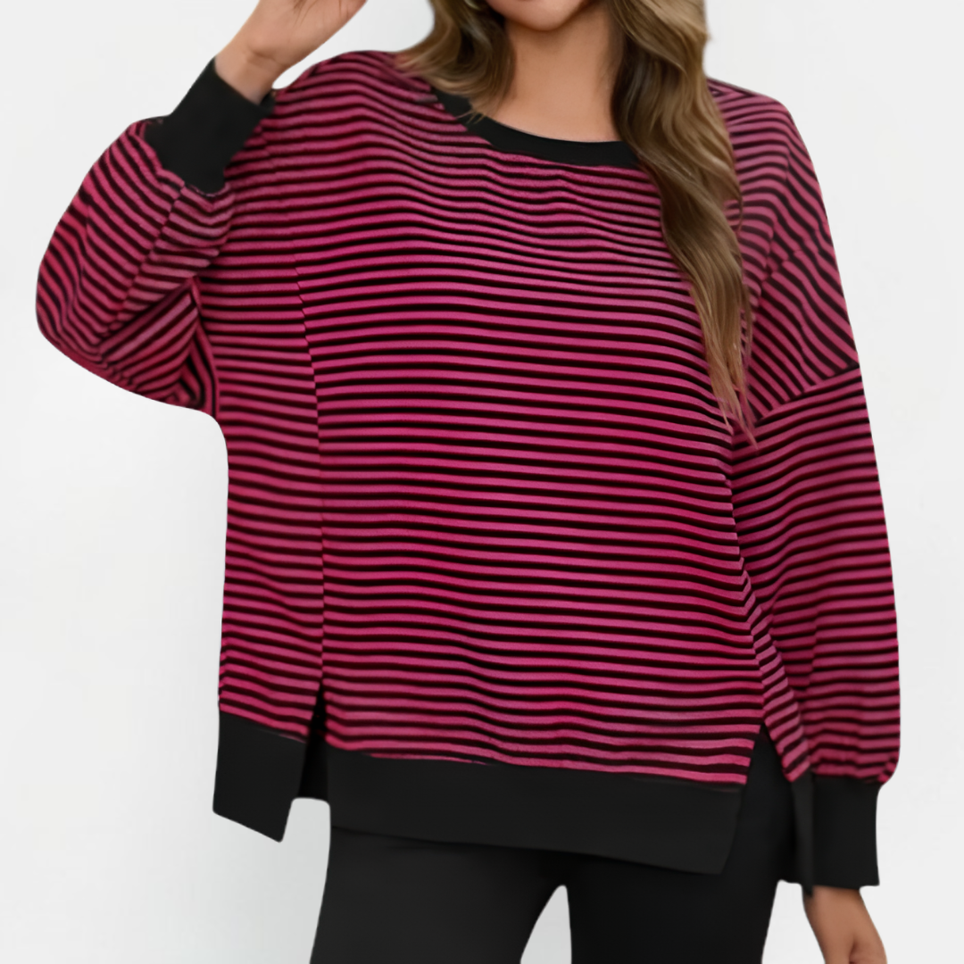 BRISENNE™ – Cozy Waffle Knit Pullover Sweatshirt
