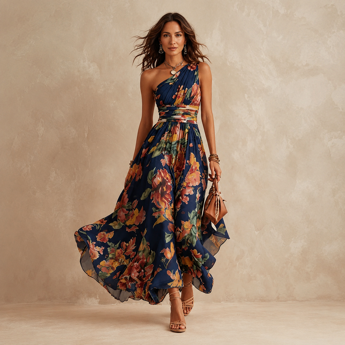 Celeste™ - One-Shoulder Floral Maxi Dress