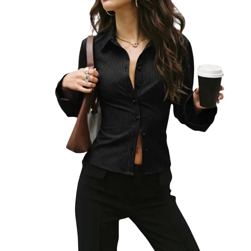 ADELAIDA™ – Classic Striped Long Sleeve Shirt