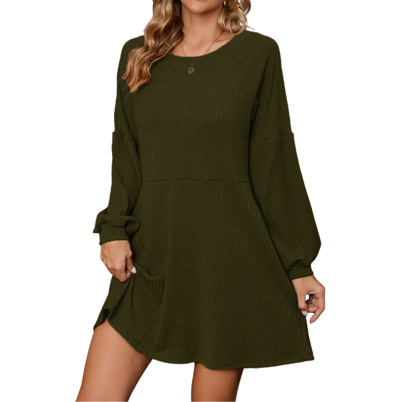 SANDY™ – Stylish Ribbed Long Sleeve Dress