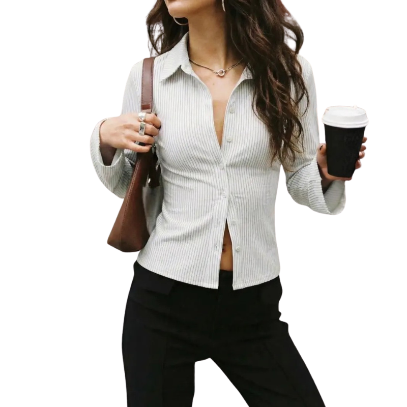 ADELAIDA™ – Classic Striped Long Sleeve Shirt
