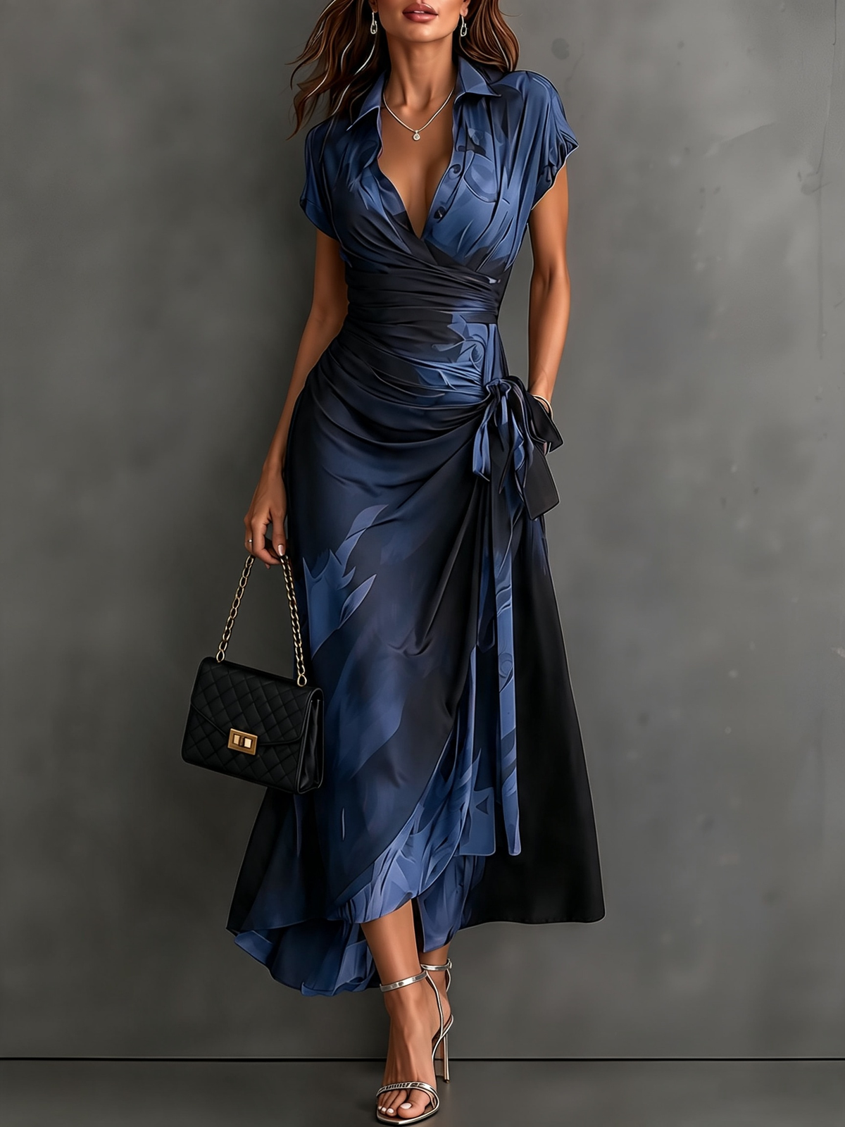 Marisol | Abstract Print Wrap Midi Dress