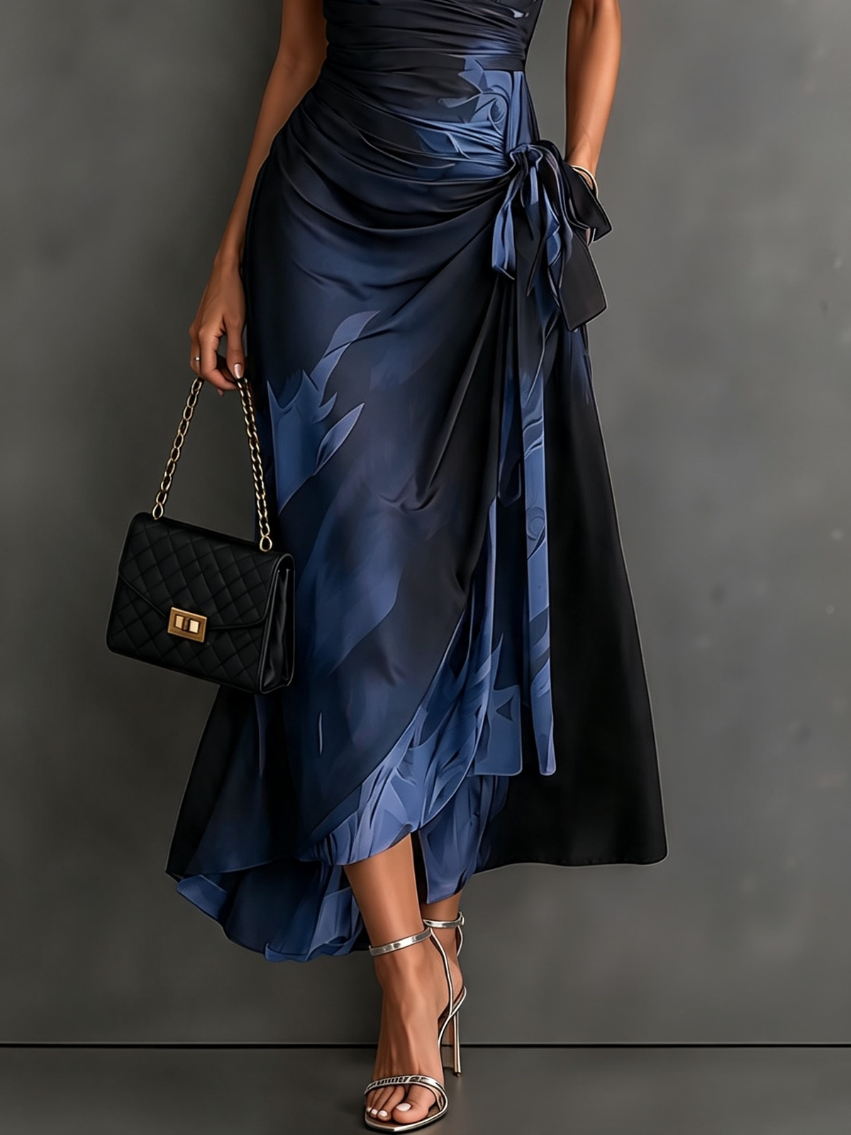 Marisol | Abstract Print Wrap Midi Dress