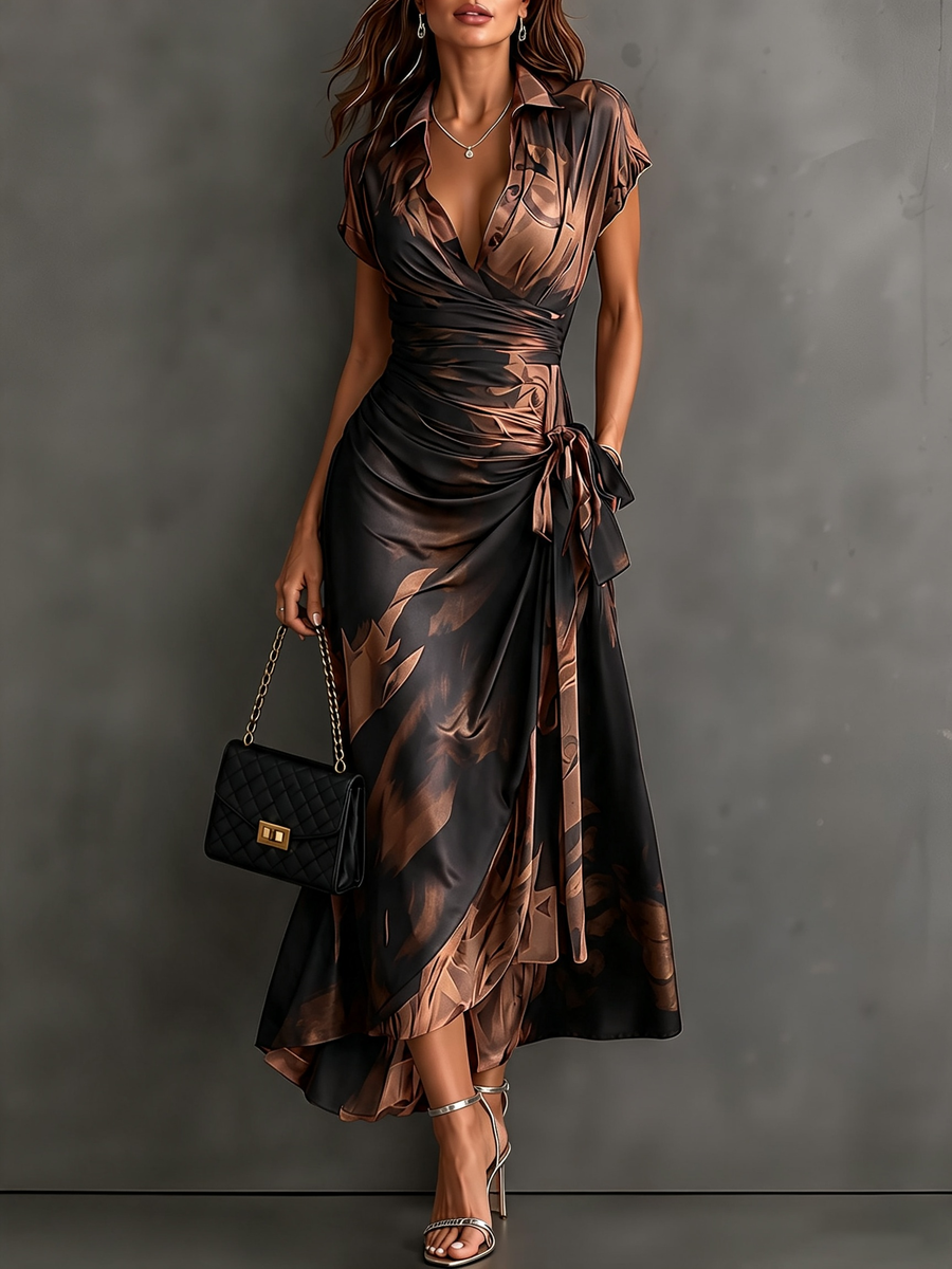 Marisol | Abstract Print Wrap Midi Dress