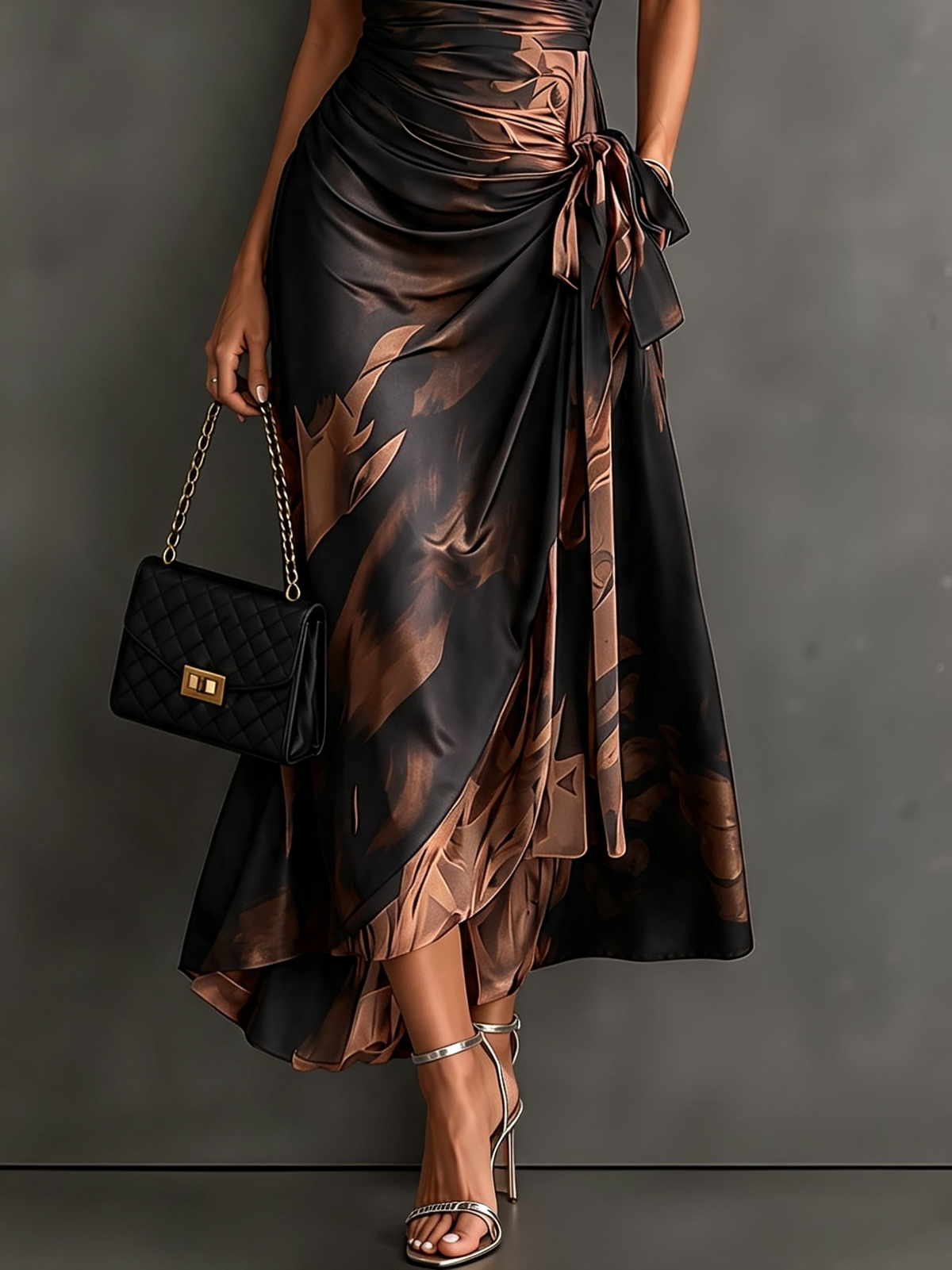 Marisol | Abstract Print Wrap Midi Dress