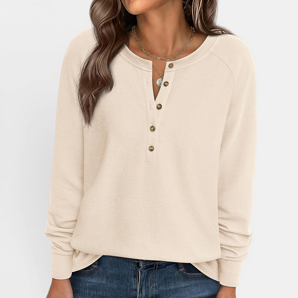 DUTCH™ – Cozy Waffle Knit Henley Top