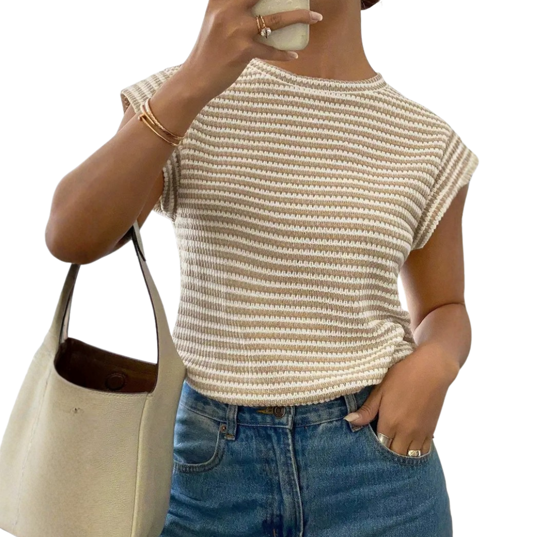 SUNNY™ – Striped Print Casual Crew Neck Tee