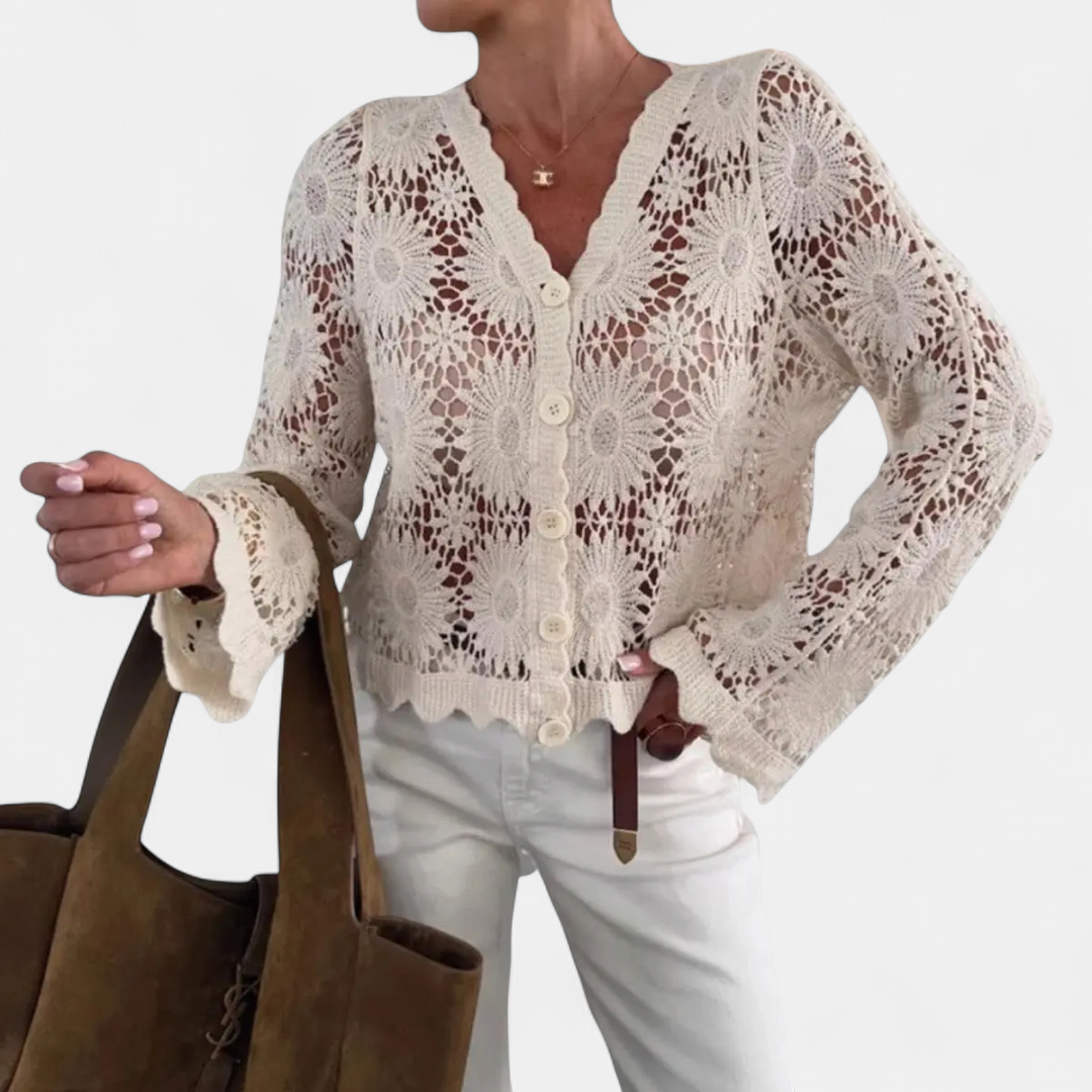 CALLA™ – Breezy Hollow-Knit Crochet Cover Up Blouse