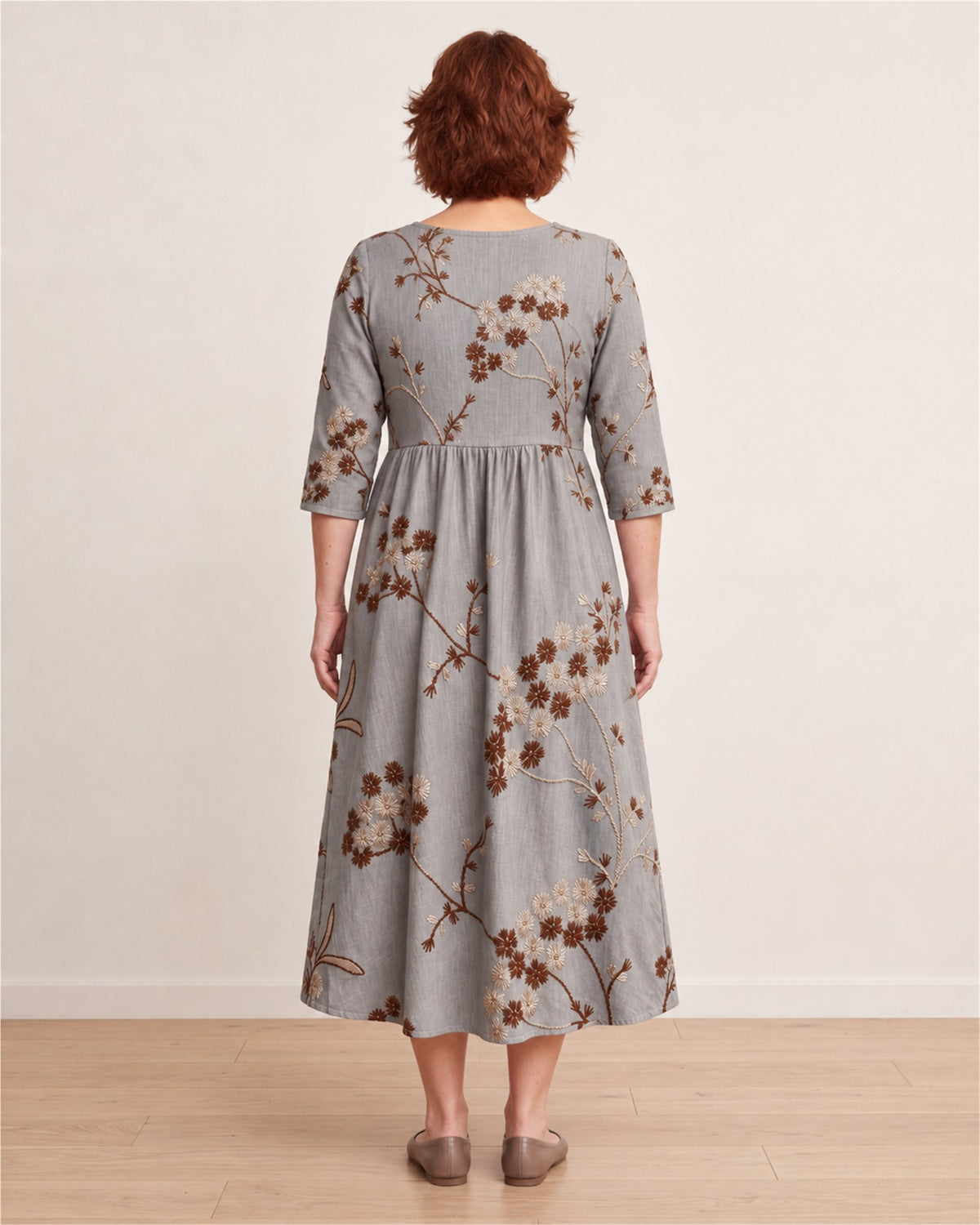 Autumn Blossom Pocket Midi Dress – back view