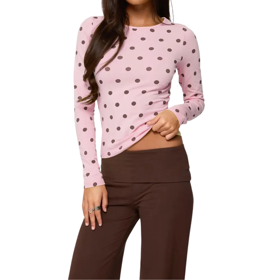 DOTTY™ – Polka Dot Slim Fit Long Sleeve Top