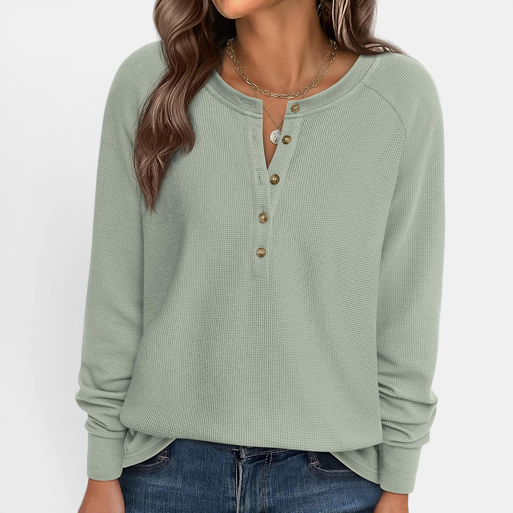 DUTCH™ – Cozy Waffle Knit Henley Top