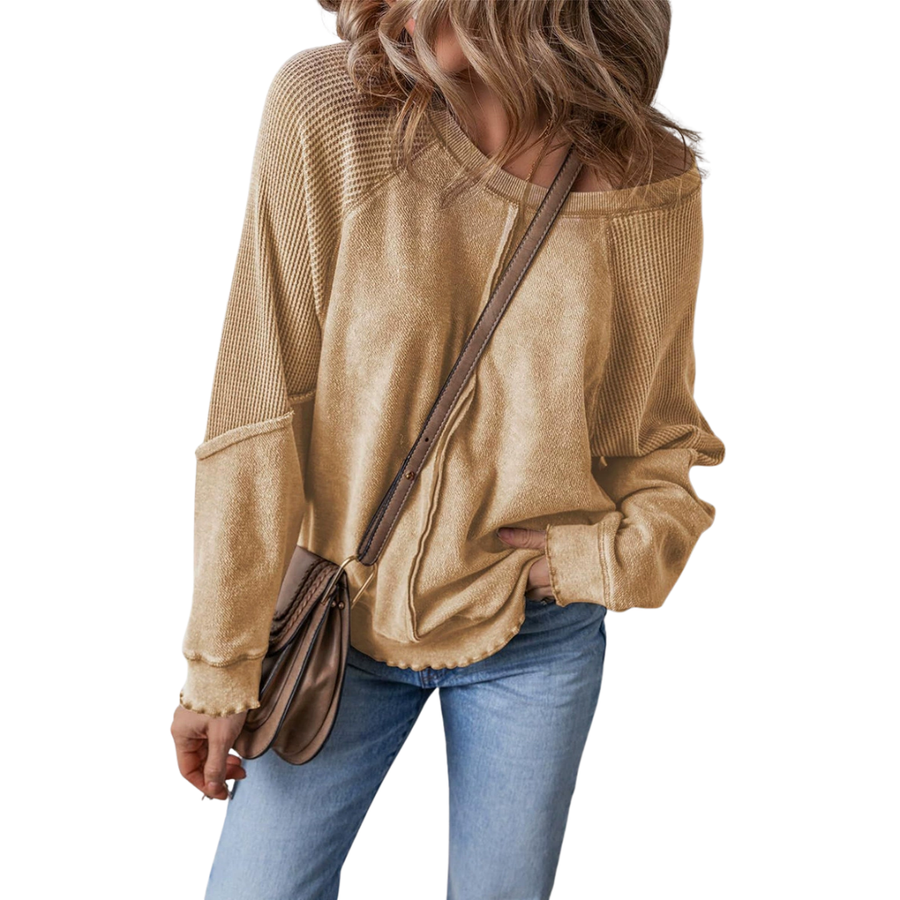 FALLON™ – Relaxed Waffle Knit Raglan Sweatshirt