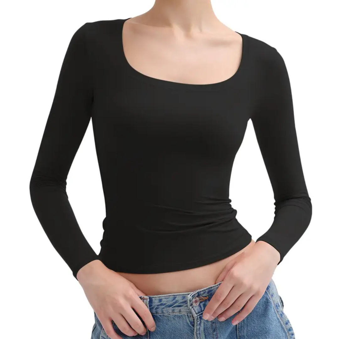 LEXARA™ – Sleek Double Layer Scoop Neck Top