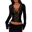 CECELIA™ – Contrast Lace Button-Front Tee Blouse
