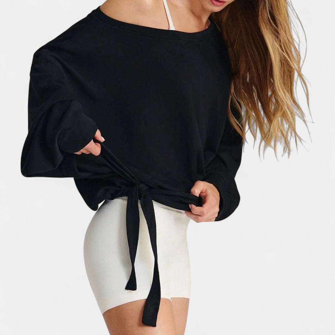LEONIE™ – Soft Drawstring One-Shoulder Pullover Sweatshirt