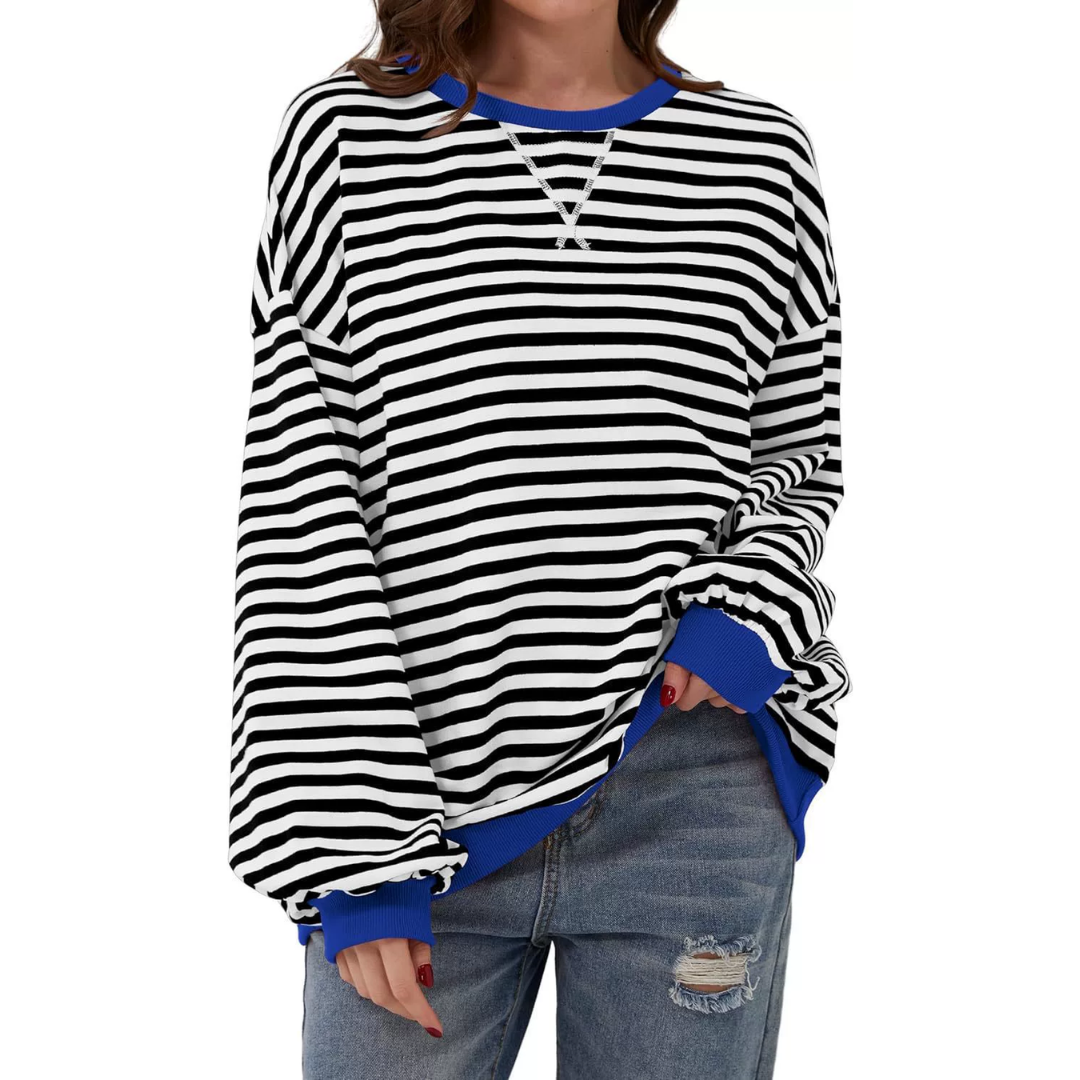 DARLOWE™ – Relaxed Striped Lantern Sleeve Hoodie
