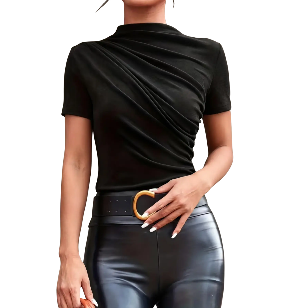 WAVERLY™ – Mock Neck Ruched Slim-Fit Top