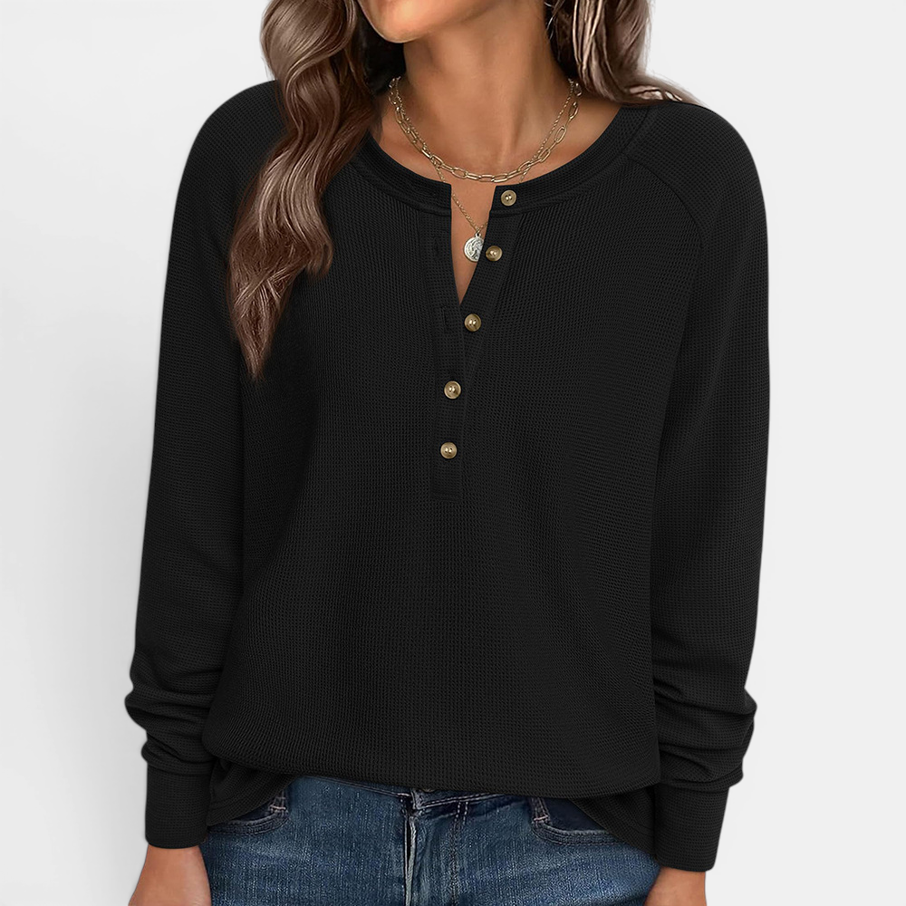 DUTCH™ – Cozy Waffle Knit Henley Top