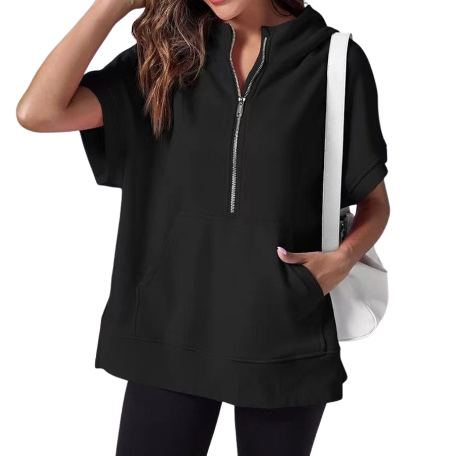 BREEYN™ – Relaxed Hooded Short Sleeve Sweatshirt