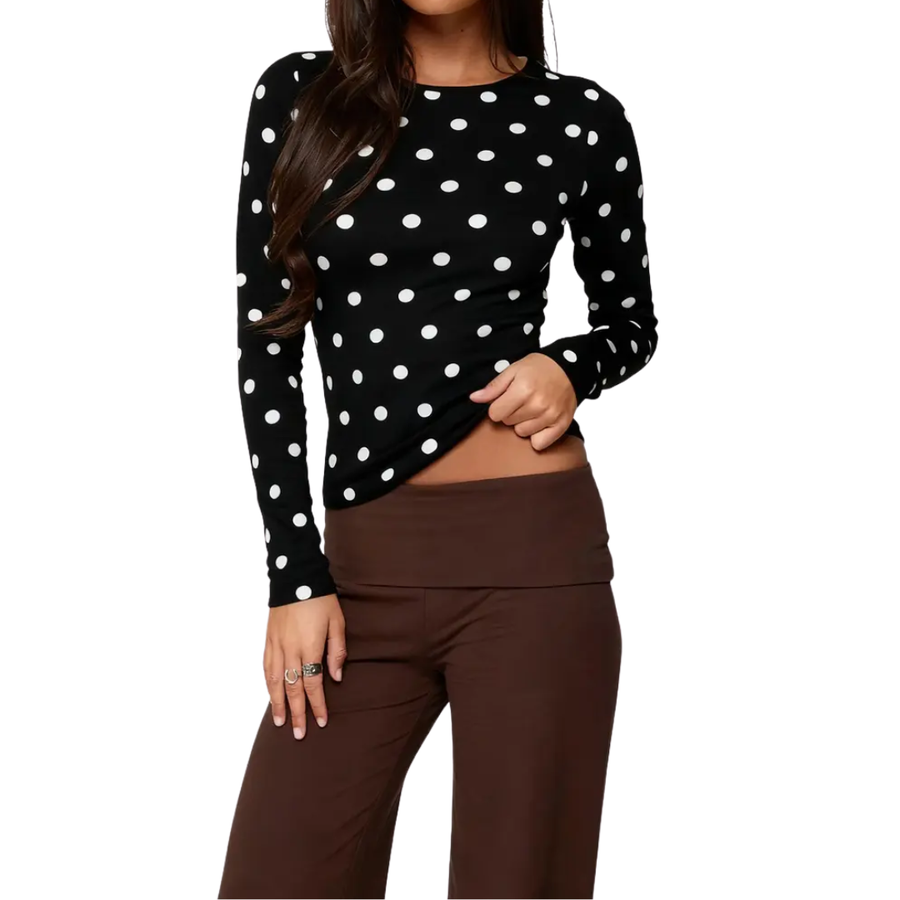 DOTTY™ – Polka Dot Slim Fit Long Sleeve Top