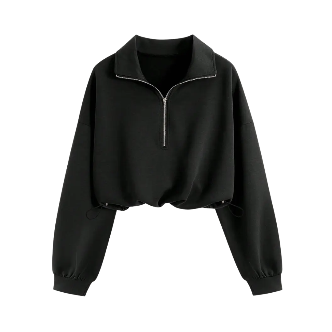 TEAGAN™ – Sporty Half-Zip Cropped Sweatshirt
