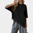 HADRIA™ – Relaxed Lace Hem Casual Top