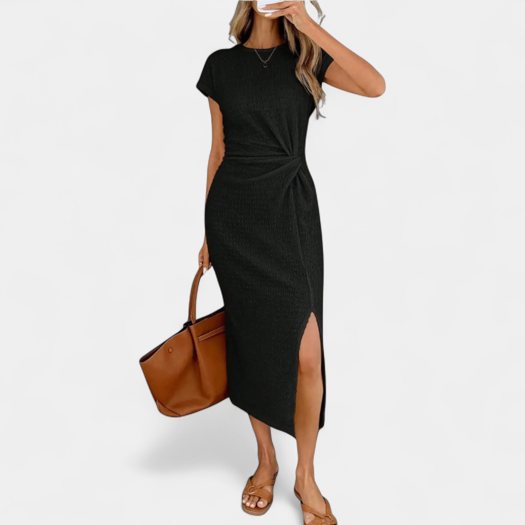 VENETRA™ – Twist Knot High Slit Midi Dress