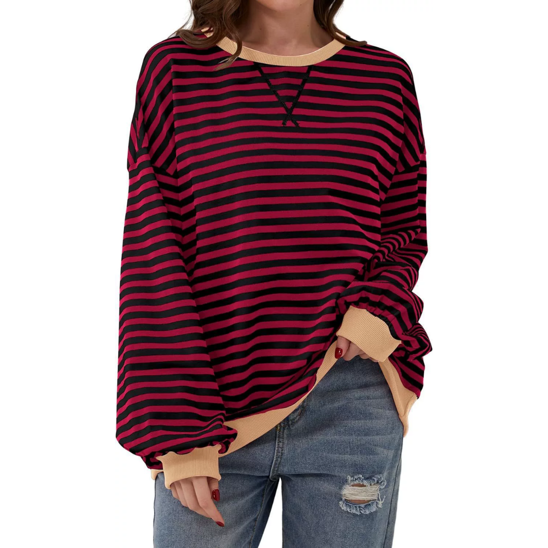 DARLOWE™ – Relaxed Striped Lantern Sleeve Hoodie