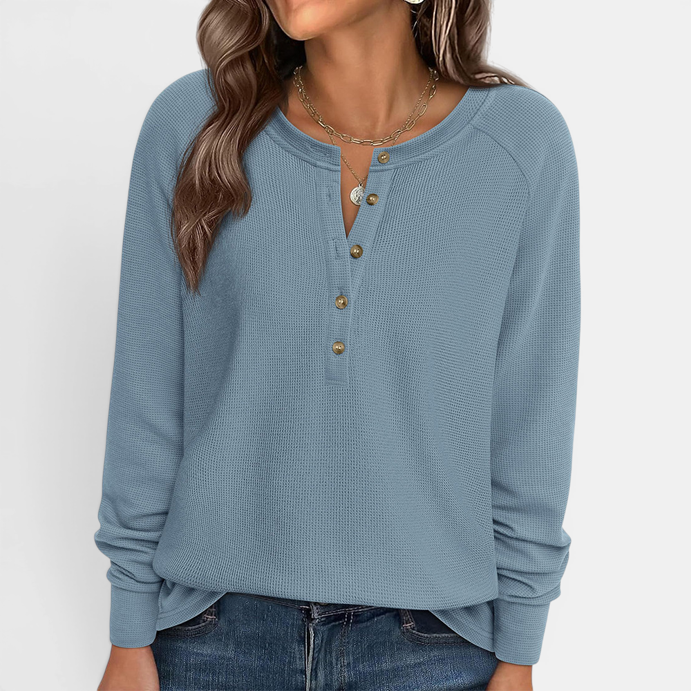 DUTCH™ – Cozy Waffle Knit Henley Top